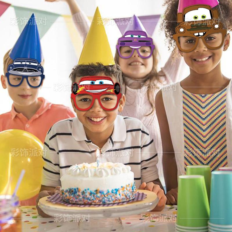 12pc/Set Cars Lightning Mcqueen Party Paper Eye Masks for Party Supplies Kids Toy Paper Glasses