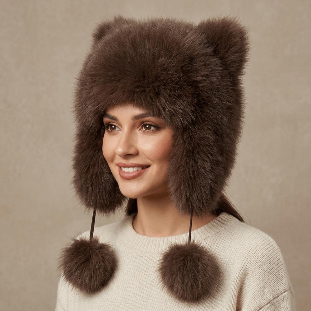 Windproof Raccoon Hat Thickened Winter Hat Cute Faux Fur Beanie Winter Autumn