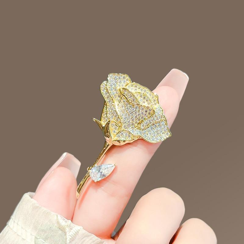 Exquisite Rose Brooch Niche High-end Luxury and Elegant Brooch Fashionable Suit Pin