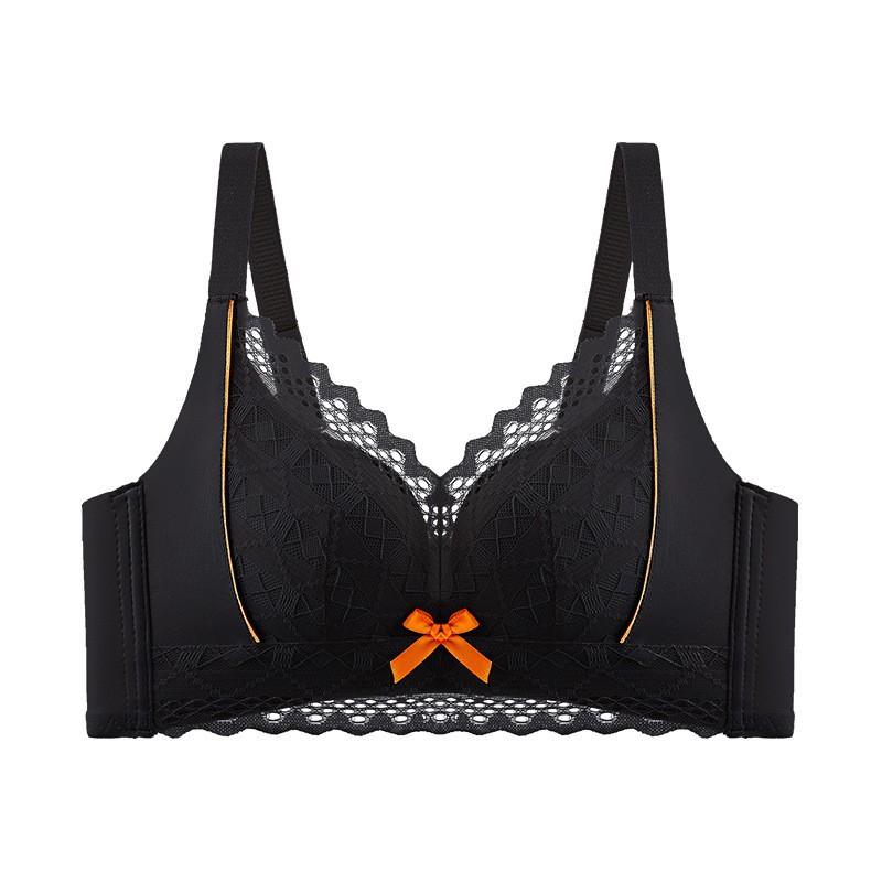 Wire-free Small Chest Gathered Hollow Lace Underwear Women's Side Breast Anti-sagging Adjustment Non-slip Massage Cup Bra
