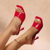 Fashion Luxury Gold High Heels Slippers Women 2025 Summer Square Toe Thin Heeled Sandals Woman Plus Size 43 Party Shoes Ladies Pumps
