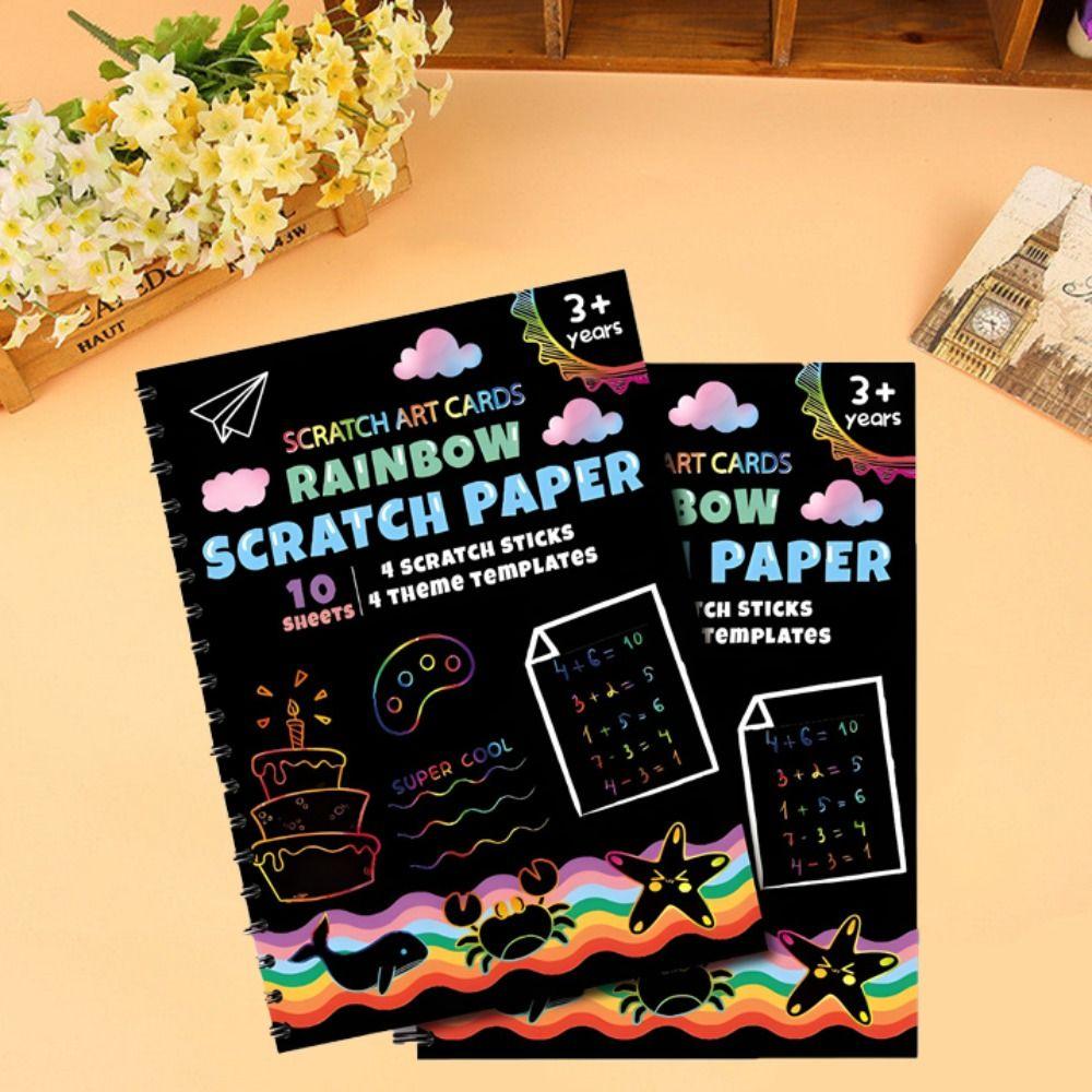 Smooth Color Drawing Paper Colorful Glitzy Paper Note Creative Rainbow Scratch Book  Kids Gift