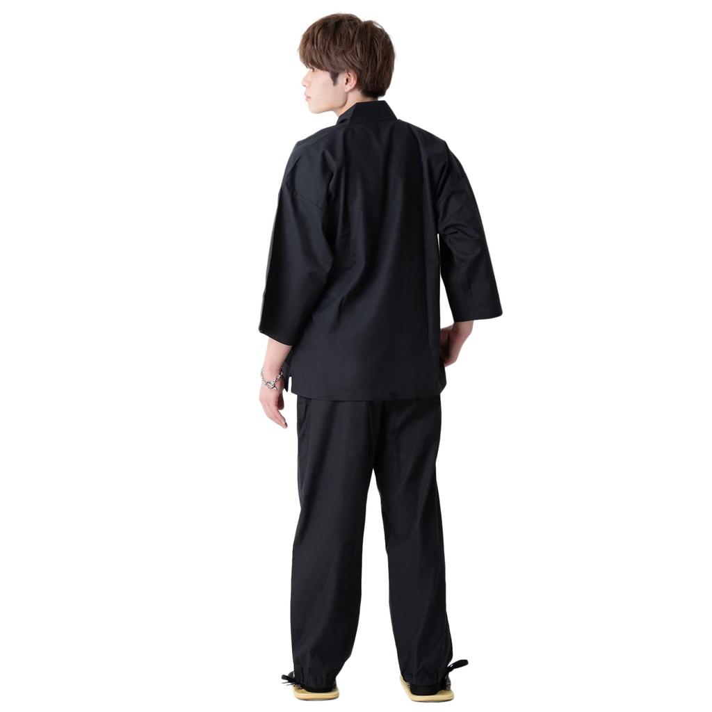 KIMONOMACHI Men's Samue Kimono, Year-Round, Black, Size L, Perfect Gift for Father's Day or Respect for the Aged Day