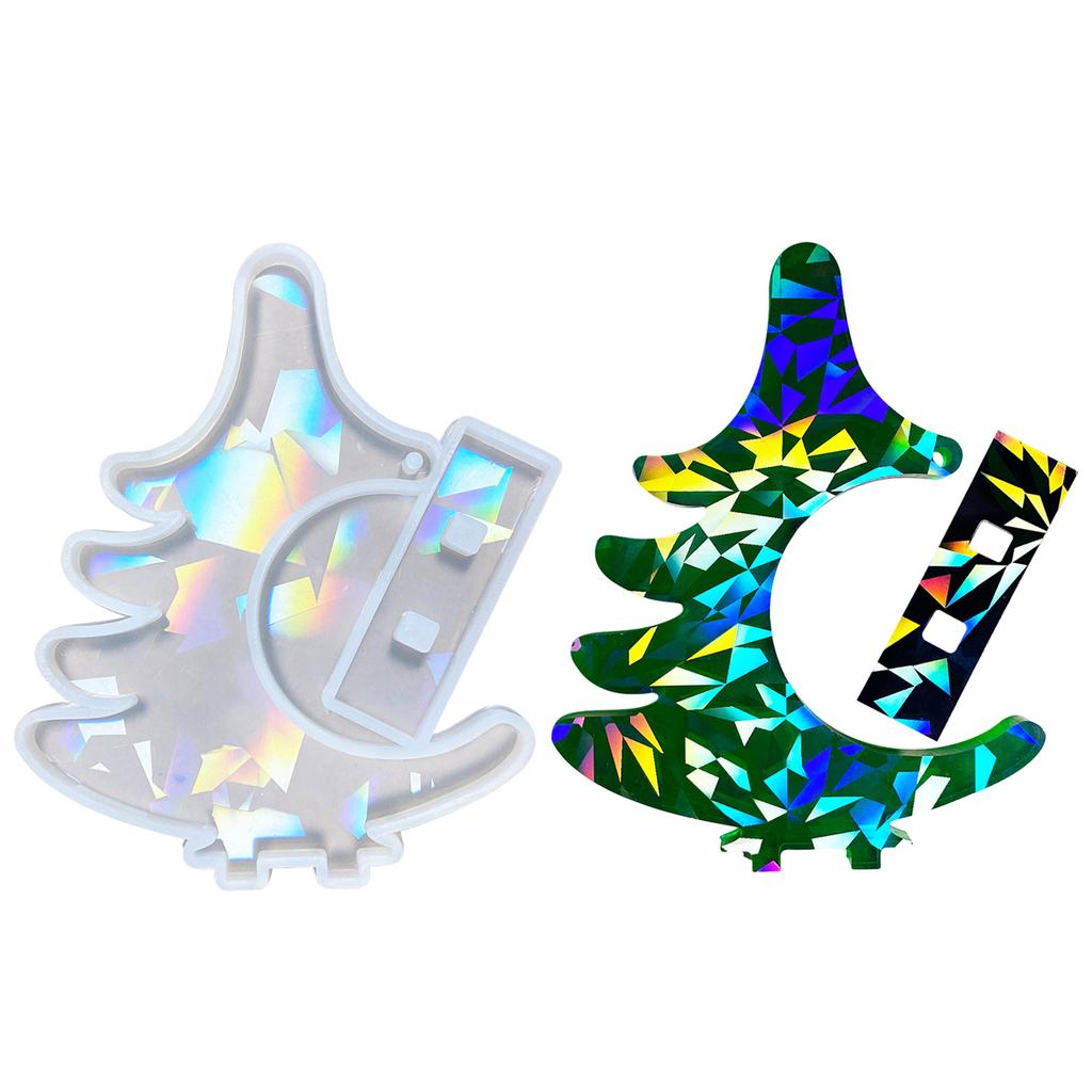 Holographic Tree Ornament Crafts Silicone Mold Jewelry Epoxy Casting Jewelry Tool Making Resin Diy Craft Home Decoration