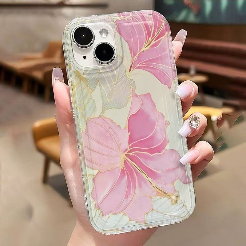 

Розовый Цветочный Чехол-Подушка Безопасности для Телефона Для IPhone 16 16E 15 14 13 12 11 Pro XS Max 7 8 Plus X XS XR Простой Чехол-Накладка Funda Бампер 7PlusOr8Plus