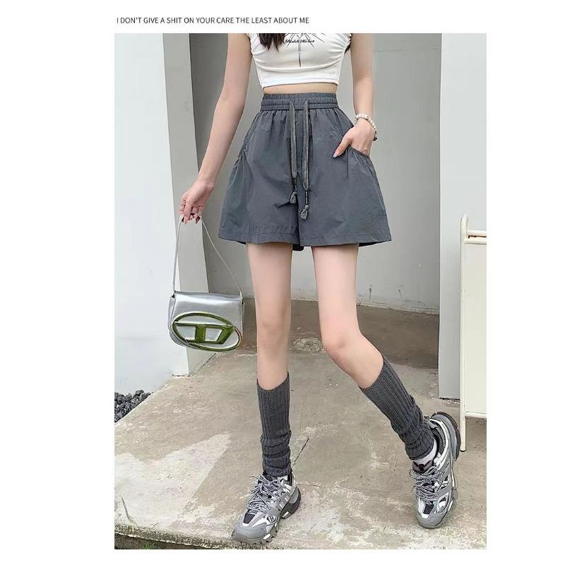 Sports Shorts Women's Summer Thin High Waist Large Size Casual Wide Leg Pants Loose Drawstring Quick Dry Pants