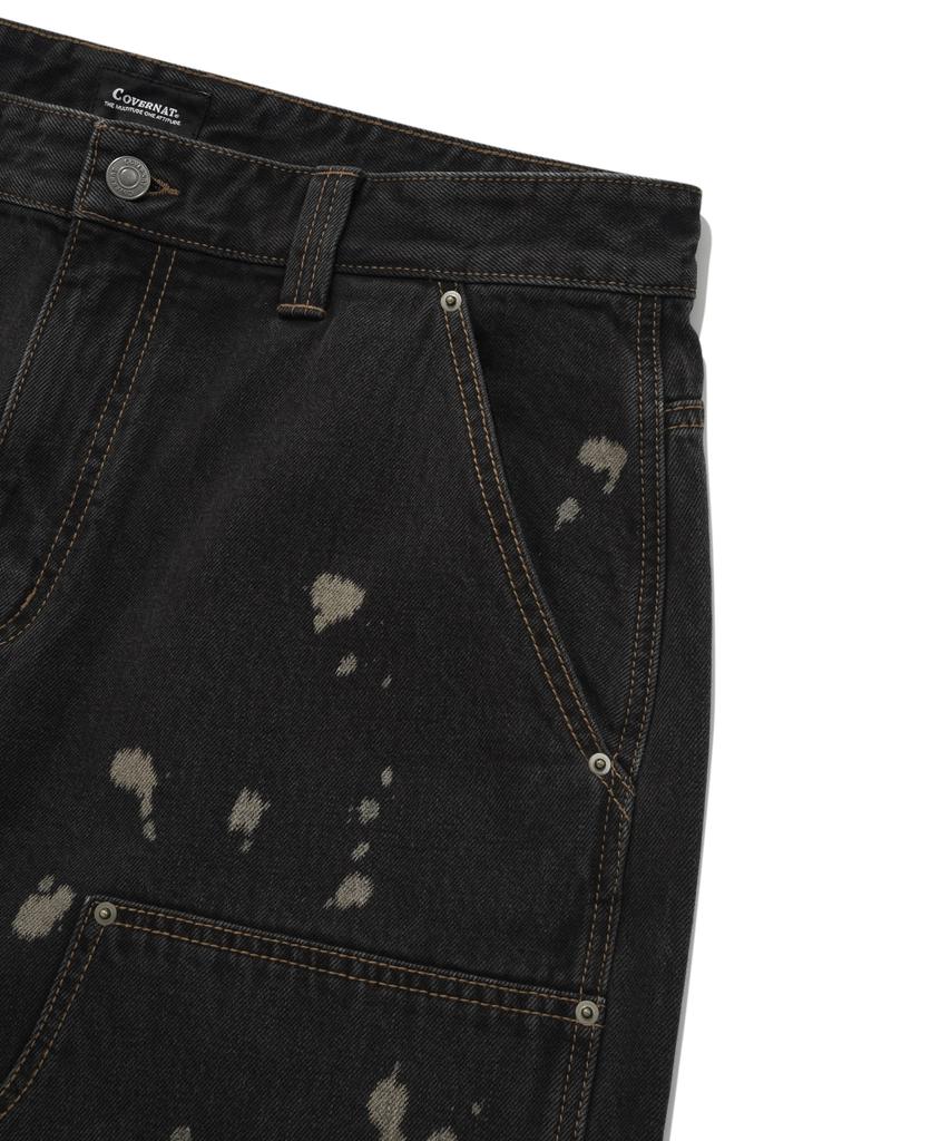 COVERNAT Denim Wide Double Knee Pants Black