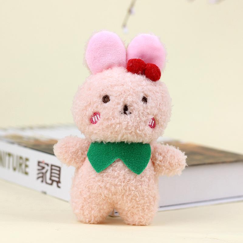 

Плюшевая игрушка-кролик из мягкого хлопка с наполнителем из ПП, шарф, милая миниатюрная кукла-чучело розовый