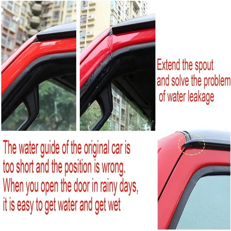 Roof Rain Water Gutter Extension Block Deflectors Diversion Flume Guiding Device for Wrangler JL JLU JT 2018- (2 PCS)