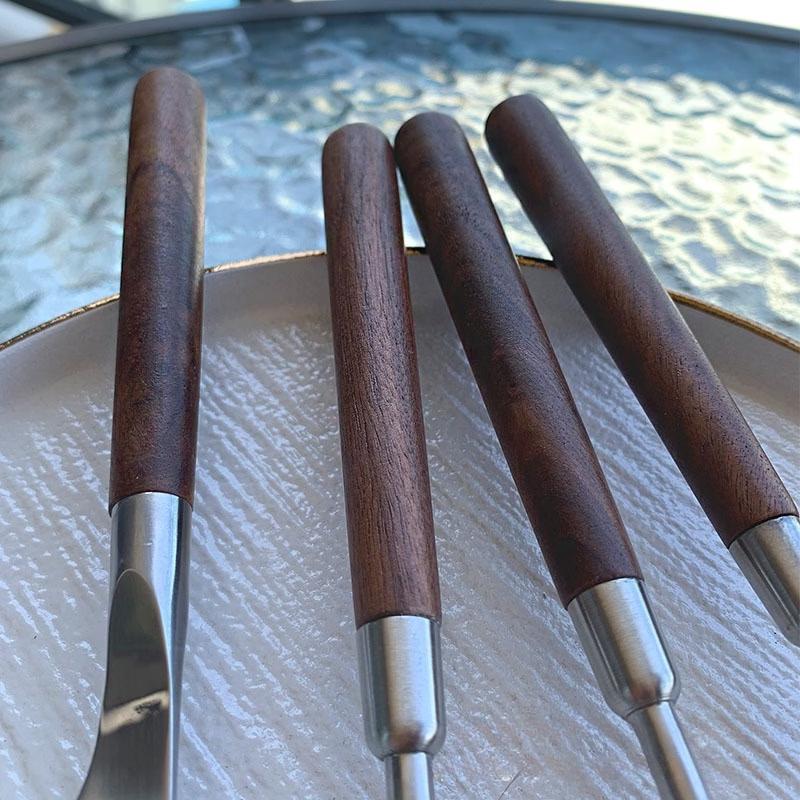 

Ru Han Nordic 304 Stainless Steel Pointed Spoons with Walnut Handle, Set of 3