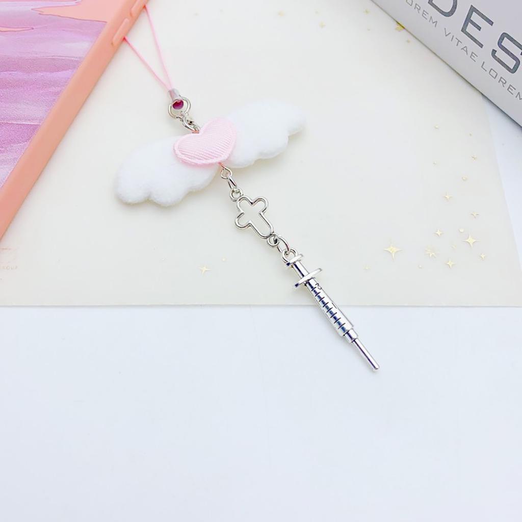 Fashionable Phone Rope Keychain Lovely Angel Wing Pendant Phone Straps Charm Stylish Keychain Accessory for Bag Wallet