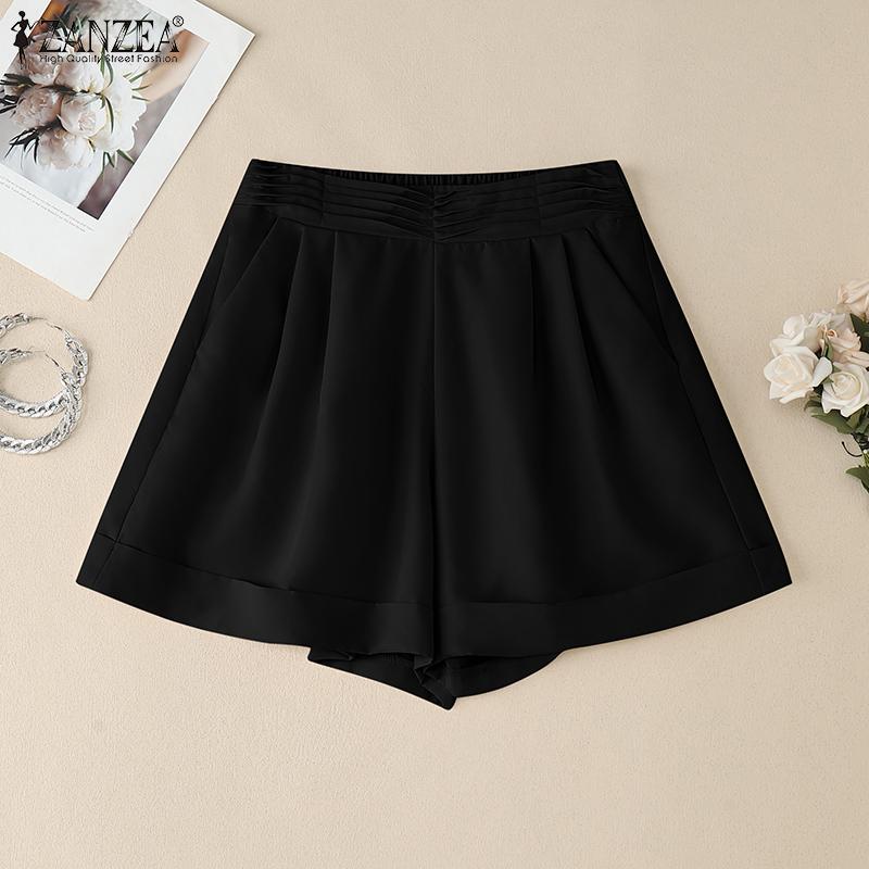 ZANZEA Women Casual Elastic Waist Loose Summer Shorts