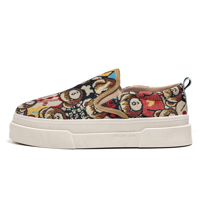 Fashion Luxury Loafers Man Platform Canvas Shoes Fashion Bear Print Casual Men Shoes Design Autumn Classic Slip-on Shoes Men Espadrilles
