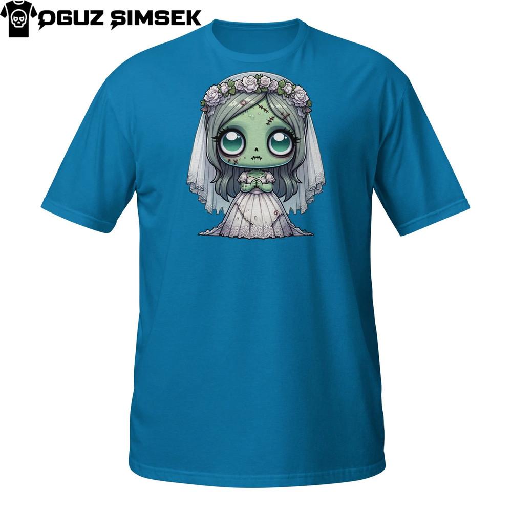 

Spooky Green Zombie Bride Tee – Floral Veil Halloween Design XL