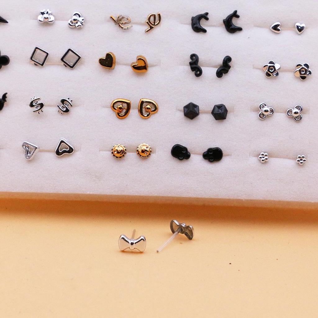 36 Pairs Mini Plastic Glue Needle Earrings: Random Mixed Styles, Sponge-Packed, Exquisite Set