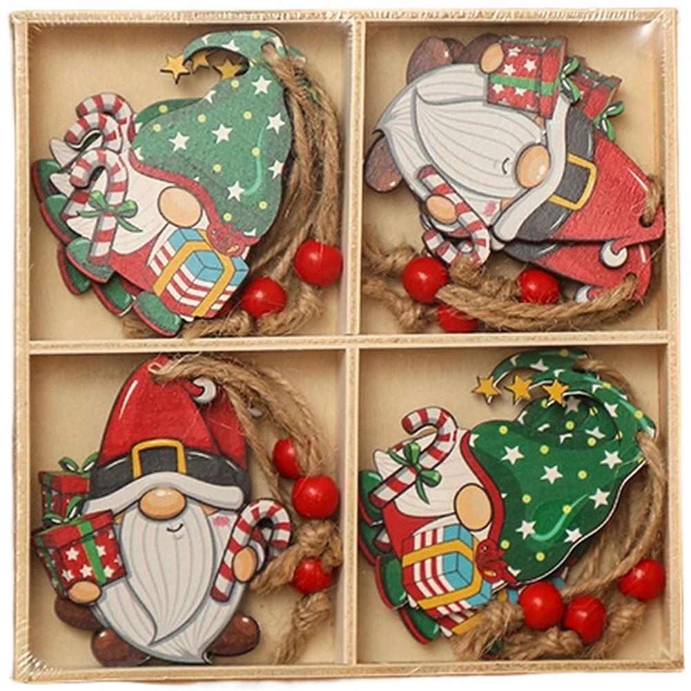 Engraved Holiday Decor Faceless Tree Pendants Christmas Celebration Intricate Engraving Natural Wood Material For Christmas Tree