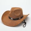 Western Cowboy Hat Jazz Hat Panama Hat Sun Hat Felt Wide Brim Fedora Decorative Rolled Hat