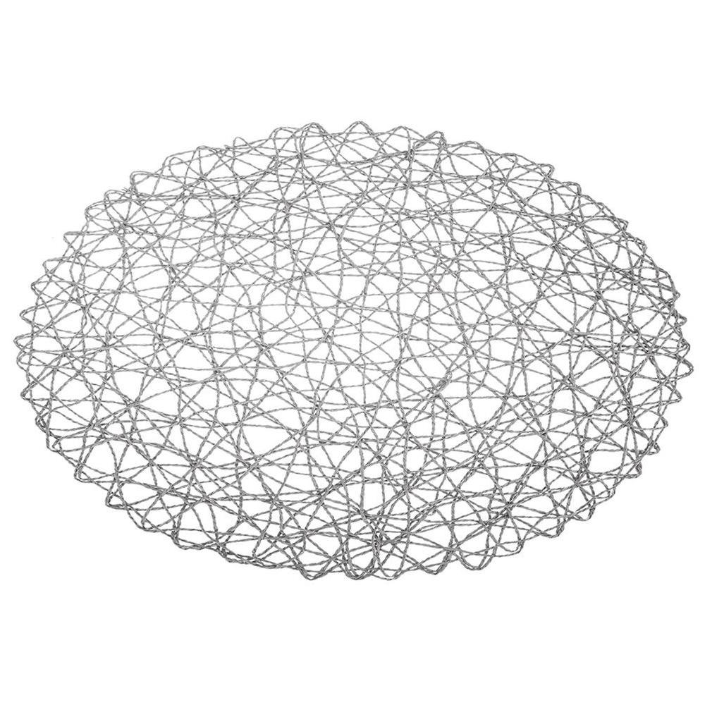 Gray paper table mat, round, 35 cm