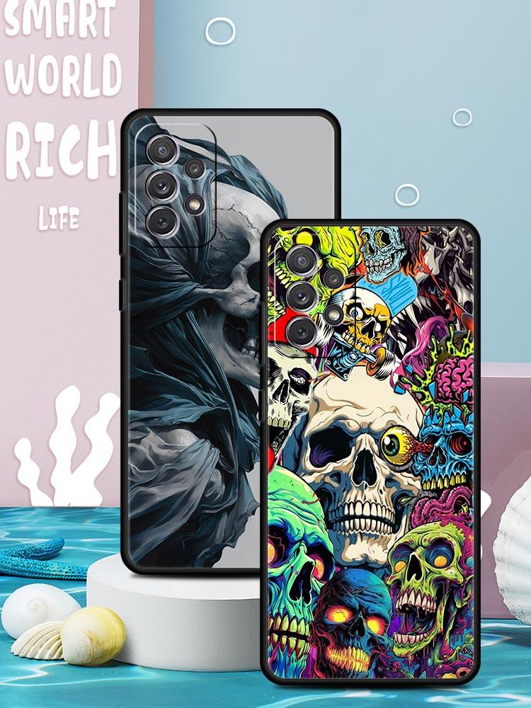 Skeleton Skull Phone Case for Samsung Galaxy A55 A35 A17 A07 A15 A13 A25 A51 A71 A72 A73 A32 A52 A52S A41 5G Soft TPU Shell Bags