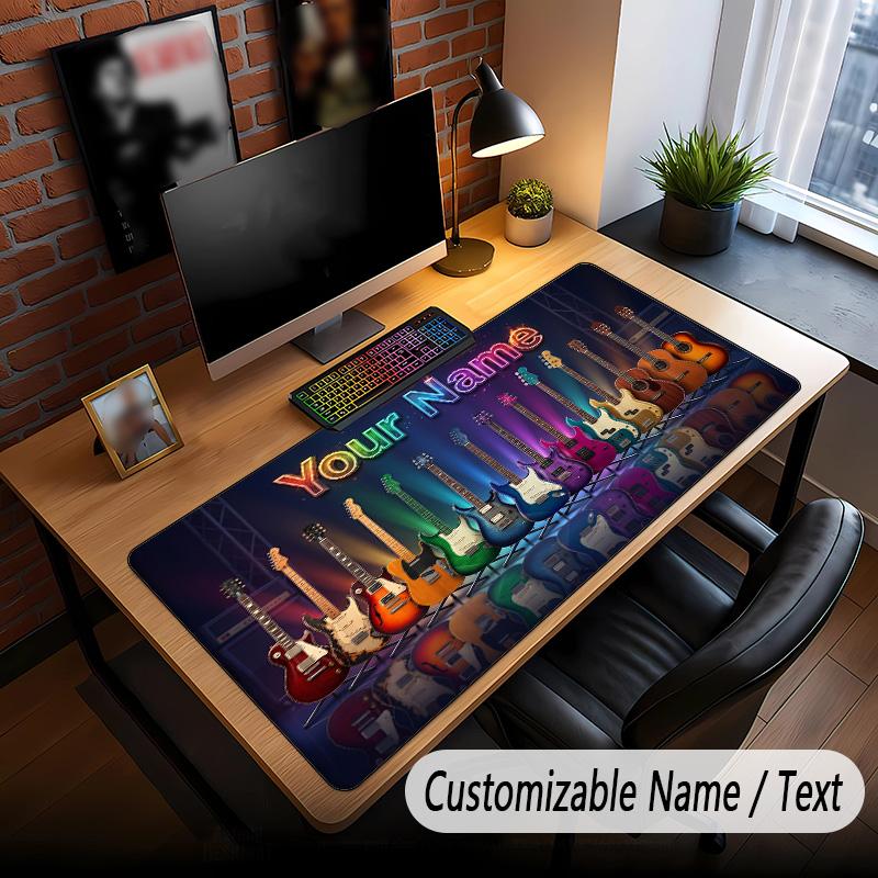 Music Guitar Theme Custom Mouse Pad Personalized With Name Text Customized Desk Mat For Office Home Decor