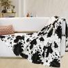 GUOYU Blanket 1pc White Brown Blanket Cow Spots Printed Skinfriendly Warm Flannel Blanket for Home Living Room Decor New Year Christmas Gift