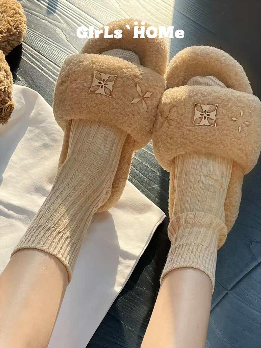 

Zhao Ruth the same style~ Mao Mao slippers women s outer wear 2025 autumn and winter new casual versatile fashion one-word drag women s shoes 40 хаки