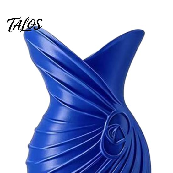 Vaso Sagomato Abito da Sera Stampato 3D Talos, Fioriera Scultura Abito Elegante, Ornamento Minimalista per Casa per Ingresso Mobile Laterale