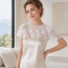 Nylon Sheer Mesh Blouse Short Sleeve Hollow Out Layering Tee Cool Sling Dress Cover Up  Women