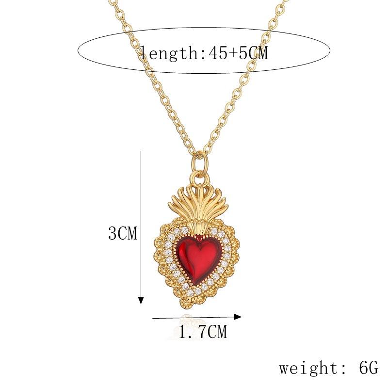 Love Wings Pendant Necklace for Women, European and American INS Fashion Versatile, Copper Plated Real Gold Zircon Drip Oil