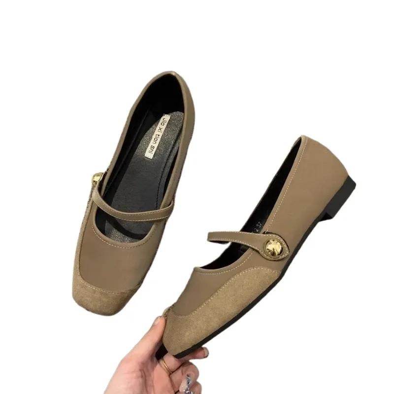 Fashion 2024 Fashion Women's Shoes Buckle Strap Women's Flats Fashion Shallow Daily Flats Women New Square Toe Flat Low Heels Zapatos