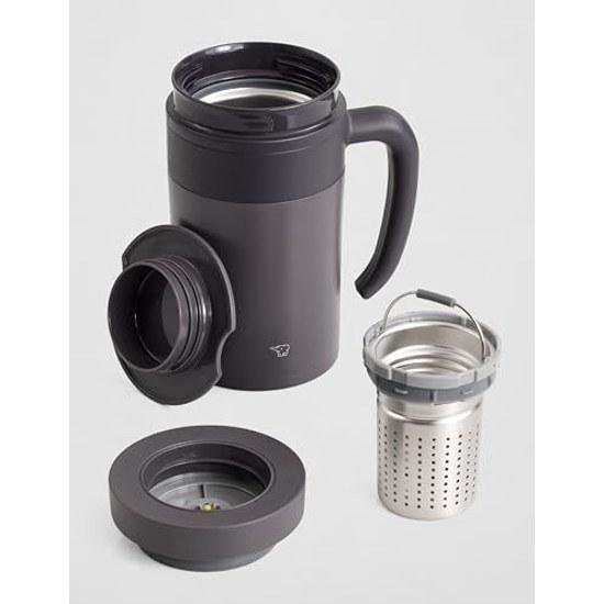Zojirushi Handle Stainless Steel Tea Tumbler 16 Ounce Brown SE-KAE48TA