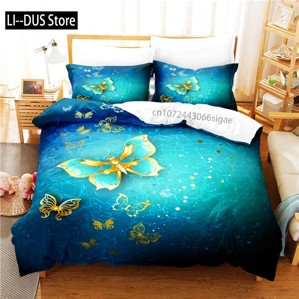 Pretty Butterfly Bedding Set Duvet Cover Set 3d Bedding Digital Printing Queen Size Bedding Set Fashion Design