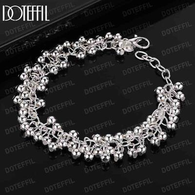 925 Sterling Silber Zweireihiges mattiertes Perlenkettenarmband Modischer Hochzeitsschmuck