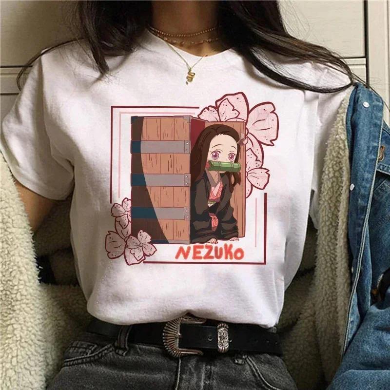 Demon Slayer T Shirt Women Tshirt Female Tanjirou Kamado Graphic Tee Shirt Japanese Anime Manga T-shirt Streetwear Tops Tees