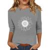 Women's Fashionable Casual Three Quarter Sleeve Printed Collar Pullover Top