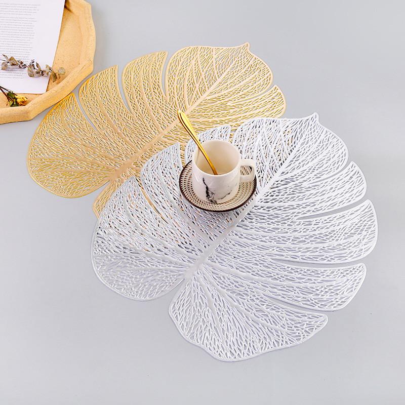 

1Pc Hollow PVC Turtle Leaf Tropical Plant Shape Placemat Table Dinner Mat Home Hotel Restaurant Wedding Party Decoration 31x39cm золотой