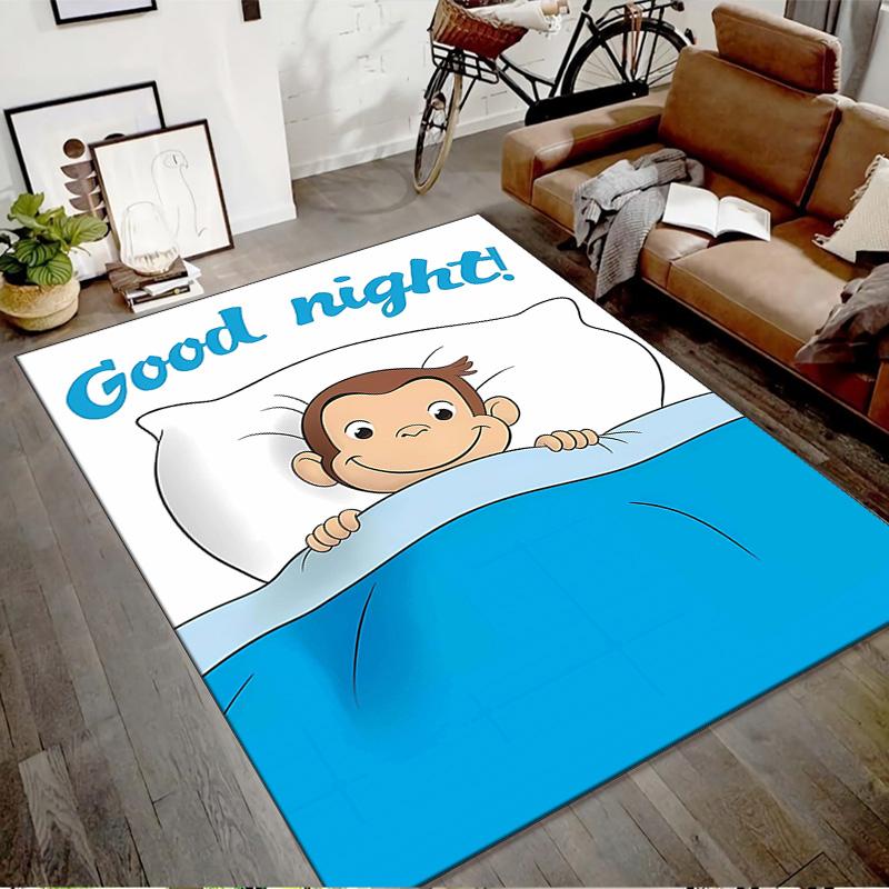 1pc Curious George Design Printed Area Rug Carpet for Bedroom Living Room Home Decor Rugs Mat Non Slip Mat Rug for Bedside