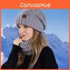 Knitted Hat And Scarf Set For Women Winter Windproof Warmth Fashionable Casual Comfort