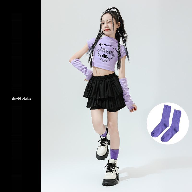 Girls' Jazz Hip Hop Dance Costume Set - Trendy Cheerleading Performance Outfit