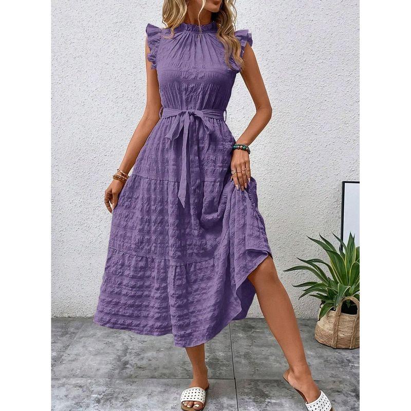 

Black Fungus Edge Flying Sleeve Dress Wooden Ear Flying Sleeves Leisure Dress Purple S(S)