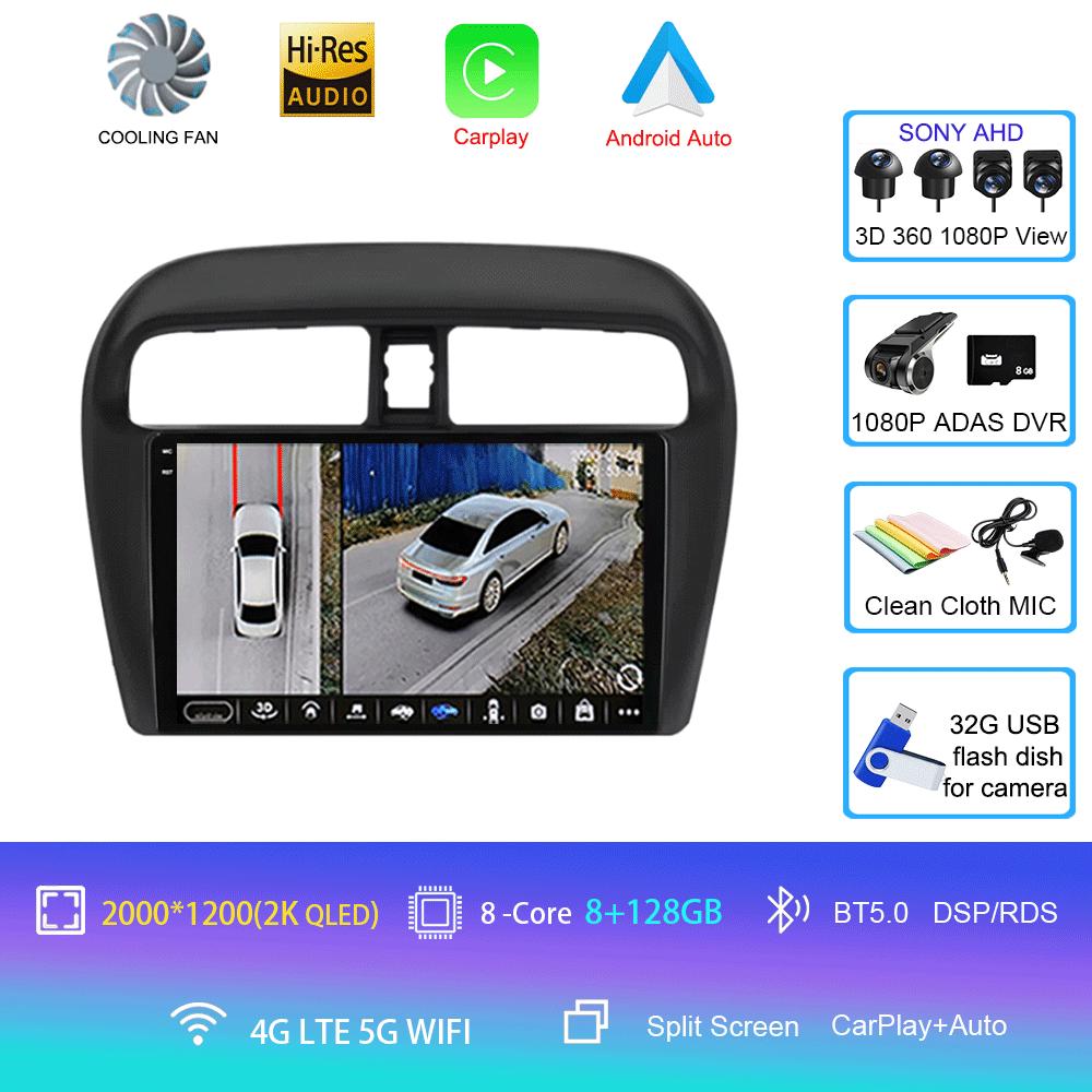 Android14 Car Radio For Mitsubishi Mirage Attrage 2012 - 2018 Multimedia Video Player Stereo GPS Navigation 5G WIFI DSP Carplay