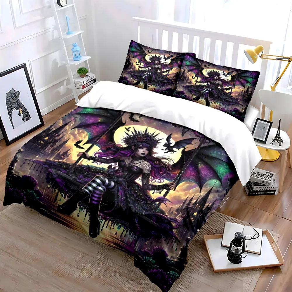"""Gotische Fantasy Decoratie Set""" Zachte Comfortabele Dekbedovertrek Beddengoed Set Inbegrepen 1*Dekbedovertrek & 2*Kussenslopen cadeau"""