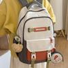 Contrast Color Middle School Student Schoolbag Large Capacity College Style Backpack with Coin Purse