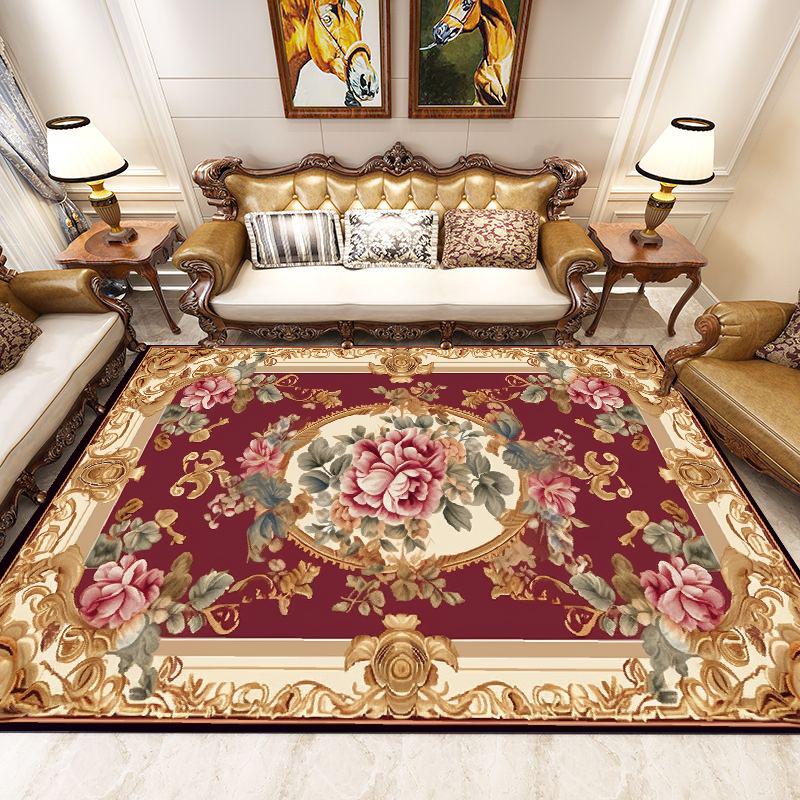 Luxury European Living Room Decoration Carpets Flower Home Decor Large Area Rug Vintage Parlor Study Anti-slip Floor Mat tapete