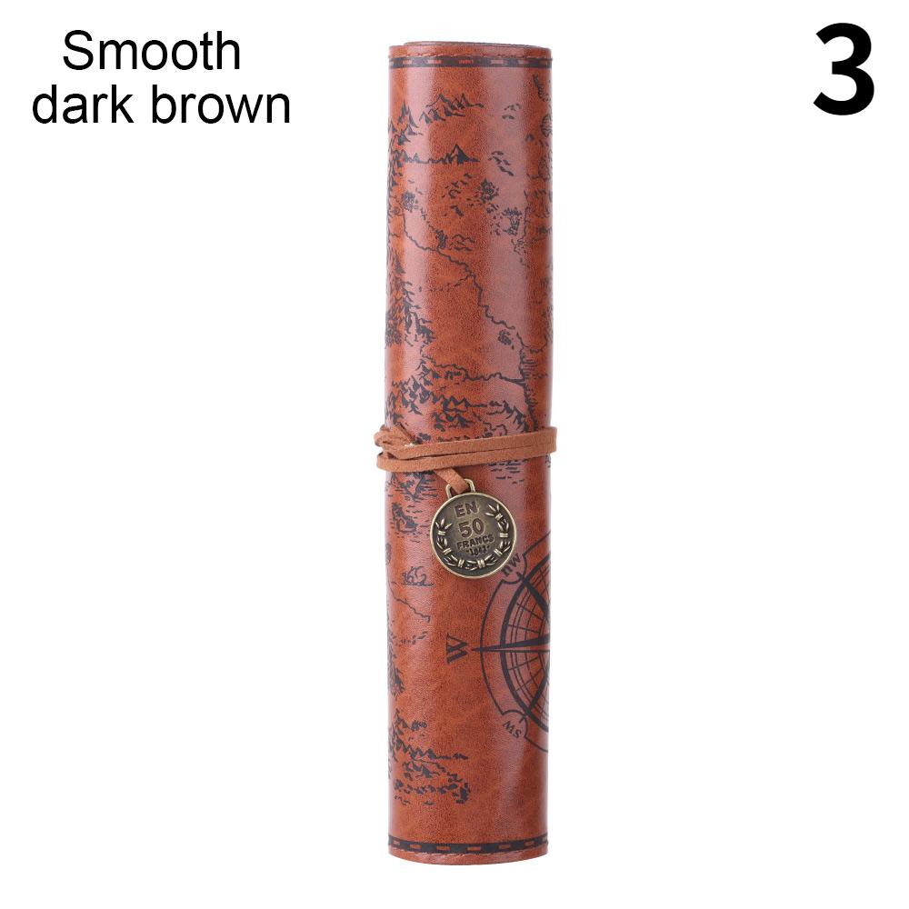 1 PCS Retro Treasure Map Roll Pencil Case PU Leather Big Capacity Pen Bag Makeup Brush Pouch Pencilcase School Stationery Supplies
