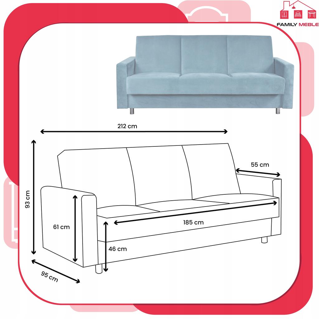 Sofa Sofa Alicja Sofa Bed Bonell Bed Family Furniture Blue