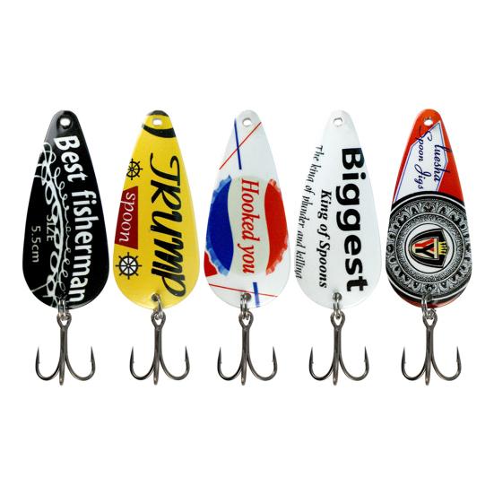 5Pcs 5.7CM/13G Metal Spinner Blade Lure with Hook Hard Spoon Spinnerbait Rotating Sequin Bait Saltwater Freshwater Walleye Bass Fishing Accessories