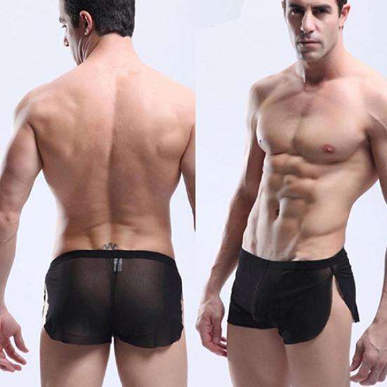 Mode homme confortable Transparent Sexy short de sport Boxer slips sous-vêtements