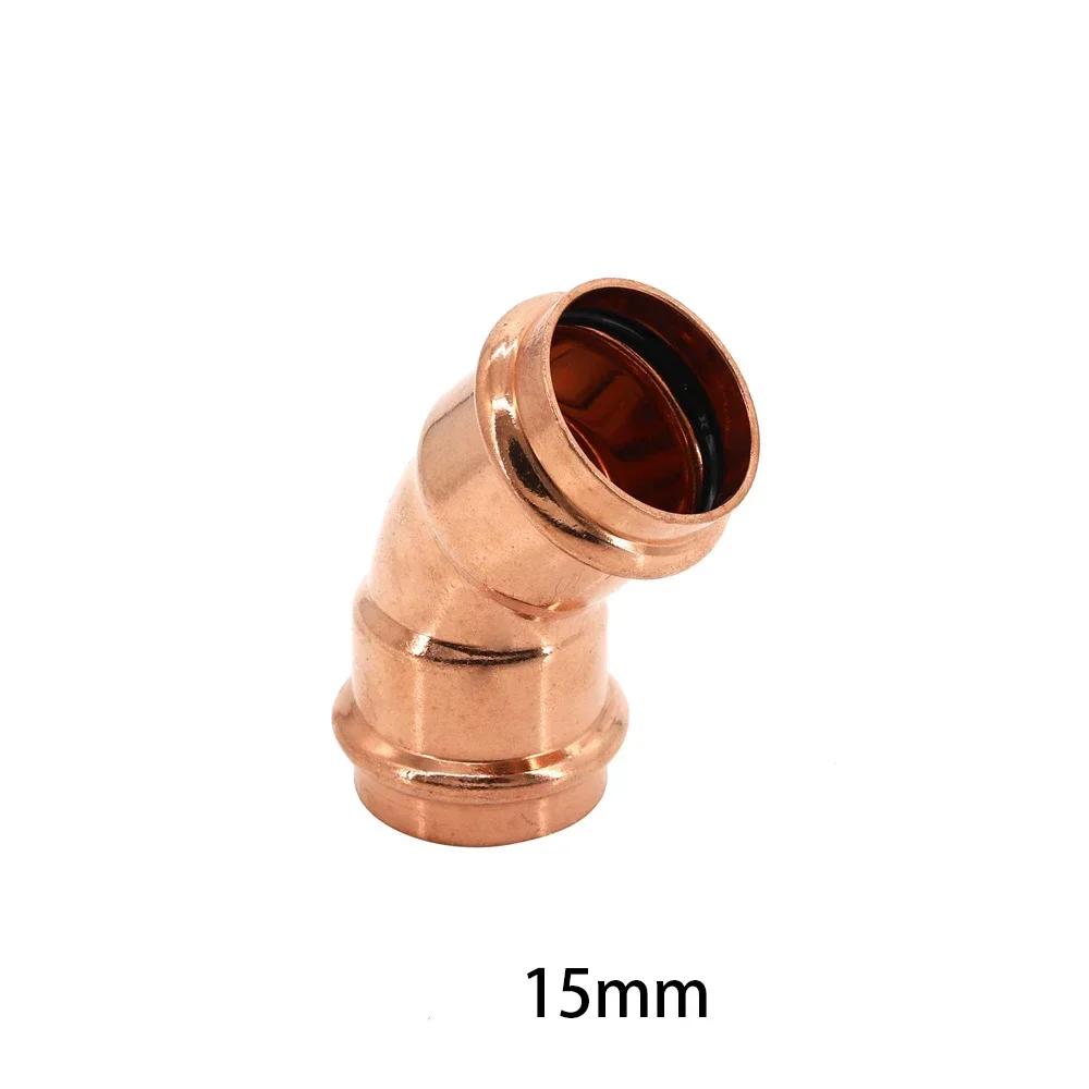 

I.D 15-54mm Copper Fittings V-shaped Double-clamp Compression Elbow 45 Degree Joint Thread