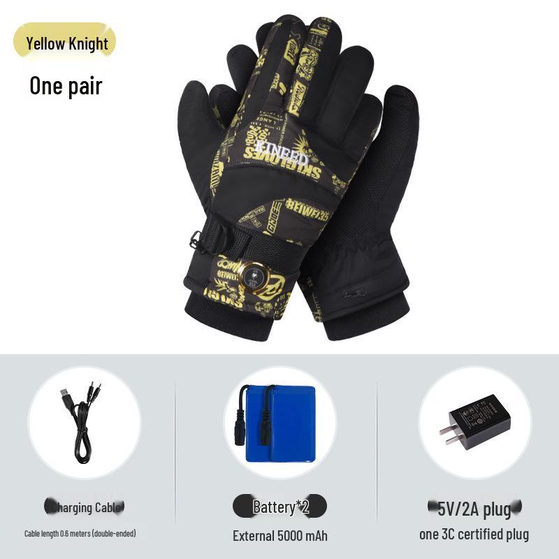 Rechargeable Heated Winter Gloves for Motorcycle & Scooter - Windproof & Battery-Operated One Size жёлтый